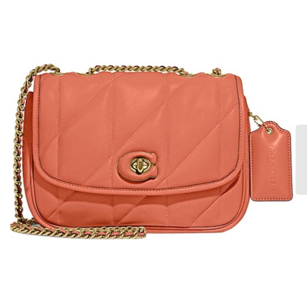 🔥SOLD OUT🔥Coach Orange Gold Shoulder Bag with Chain Strap